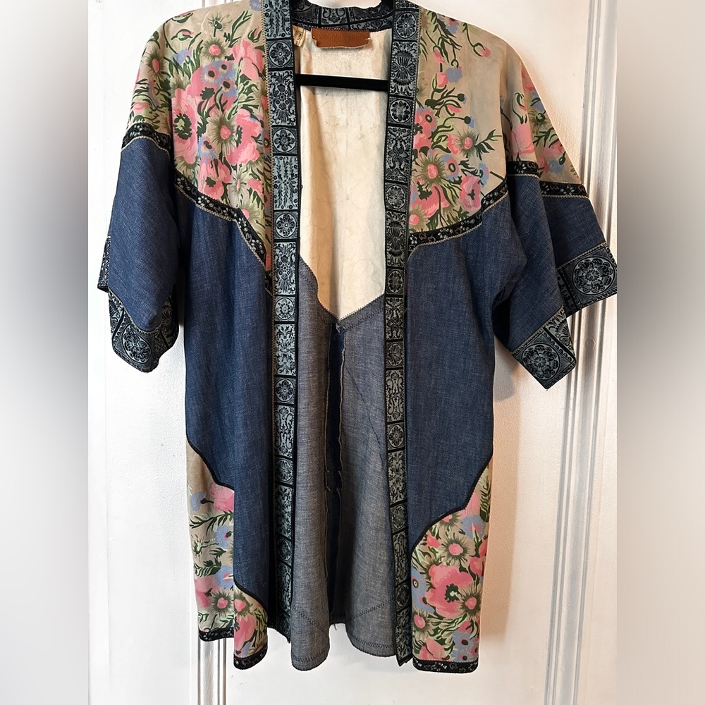 1970’s vintage Roberto Cavalli denim and leather painted jacket